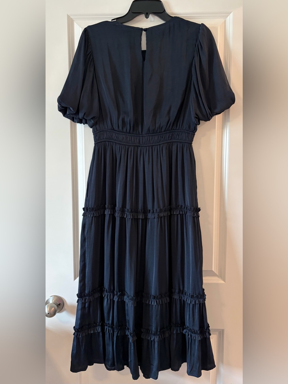 Women's Navy Maxi Dress with Tiered Skirt